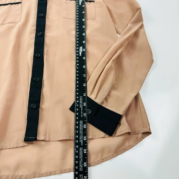 Blu Pepper Blush Semi Sheer Chiffon Long Sleeve Blouse Size Medium - Picture 7 of 10